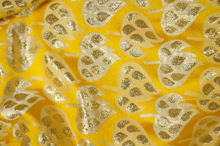 1960s Mollie Parnis Gold and Yellow Leaf Print Cocktail Dress