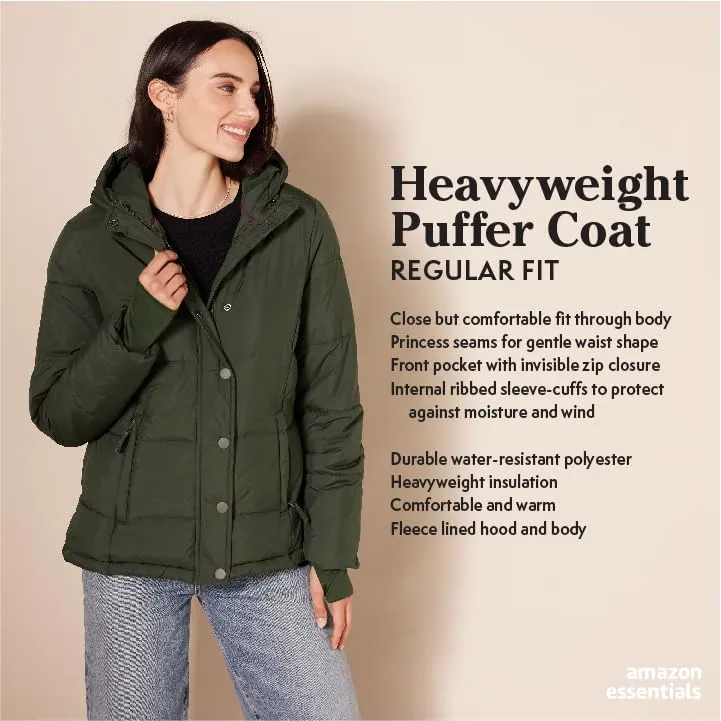 Amazon Essentials Women's Heavyweight Long-Sleeve Hooded Puffer Coat (Available in Plus Size), Navy, 6X