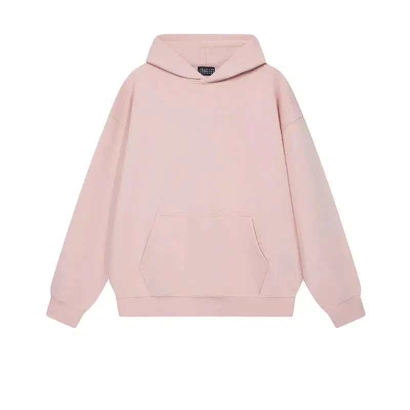 Basic Solid Color Hooded Sweatshirt