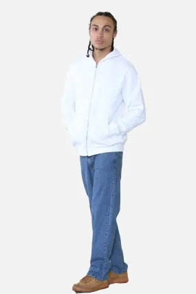 Basic Zip Through Hoodie - White For Men