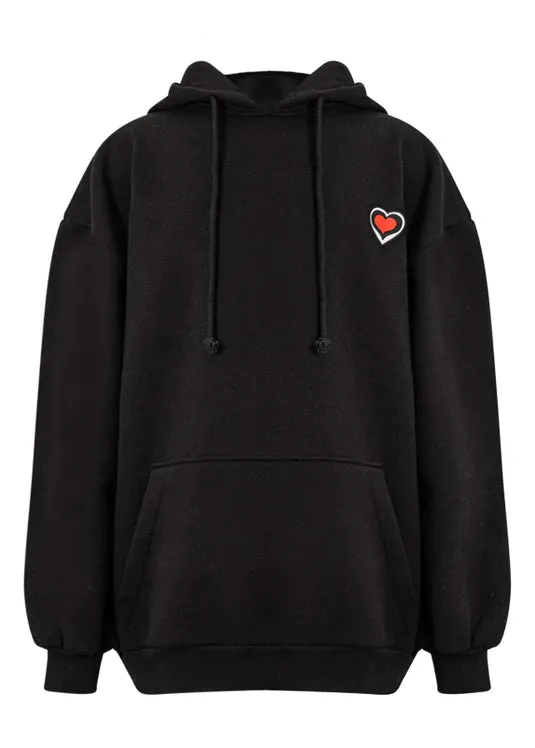 Black Basic Heart Hoodie