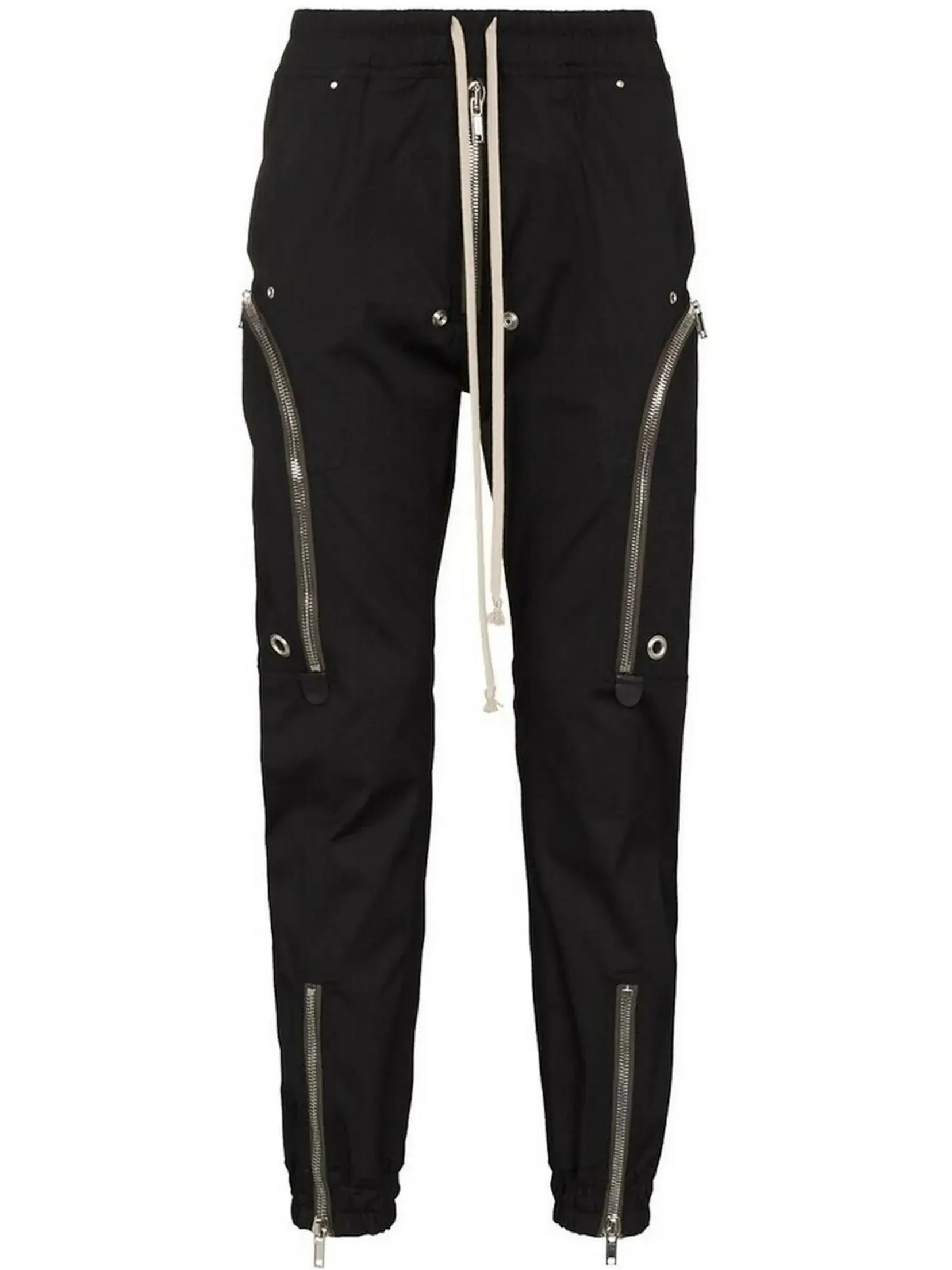 Black Cargo Pants with Zip-Detail and Tie-Waist