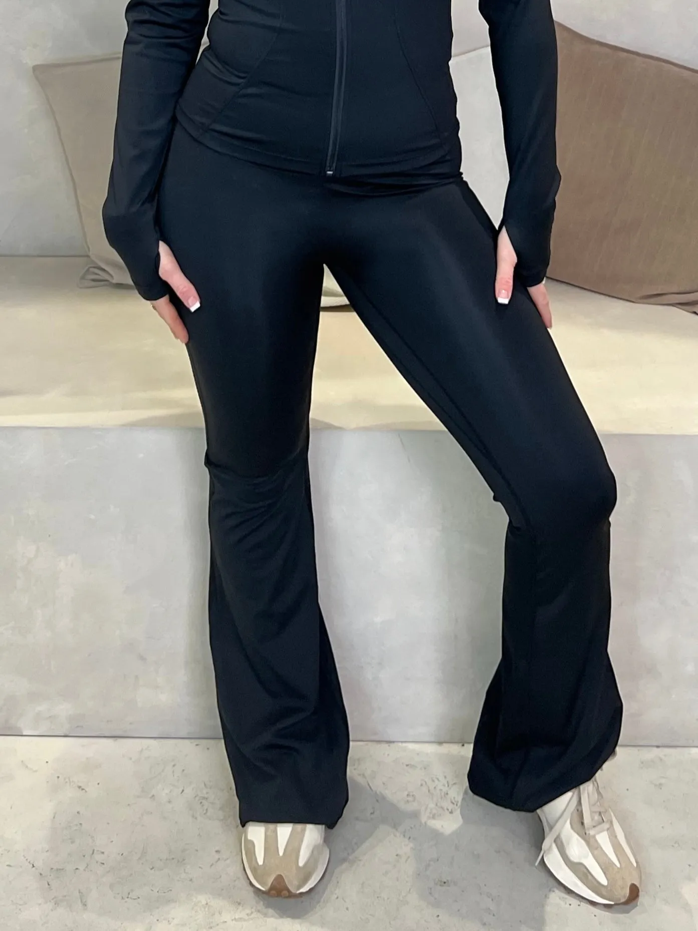 Black Zip Jacket Wide Leg Trouser Set