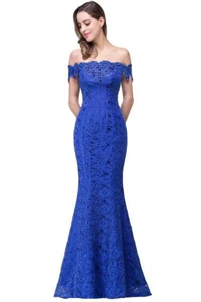 Blue Luxury Applique Wedding Party Dress