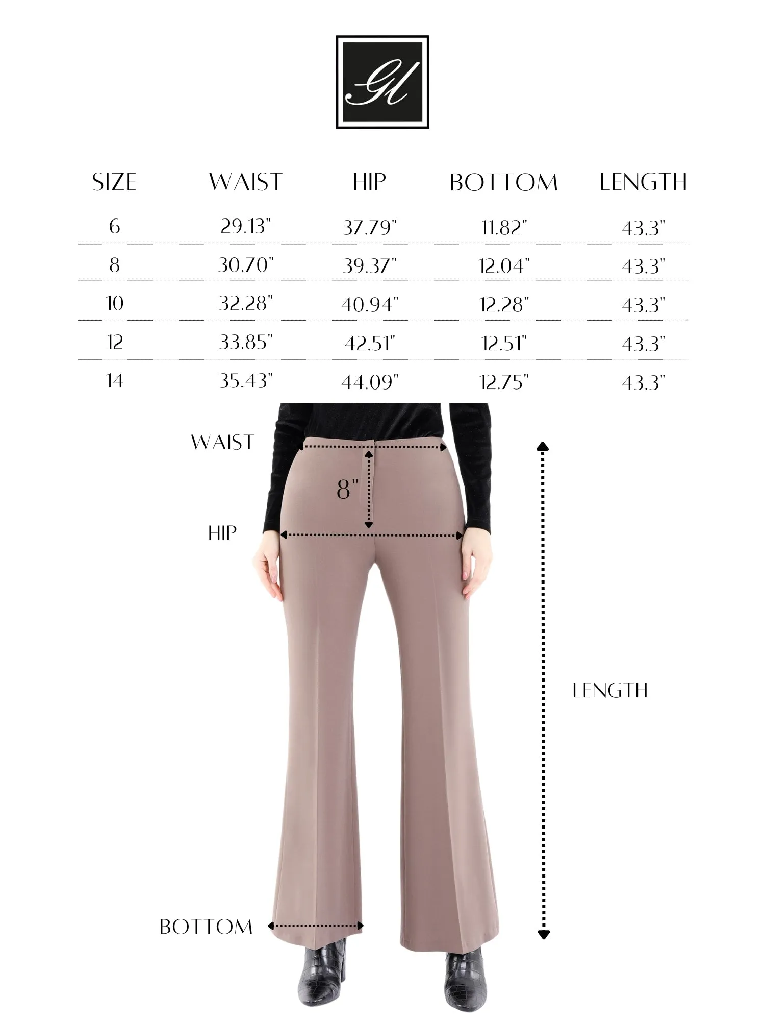 Bootcut Pants - High Waisted Flare Trousers - G-Line