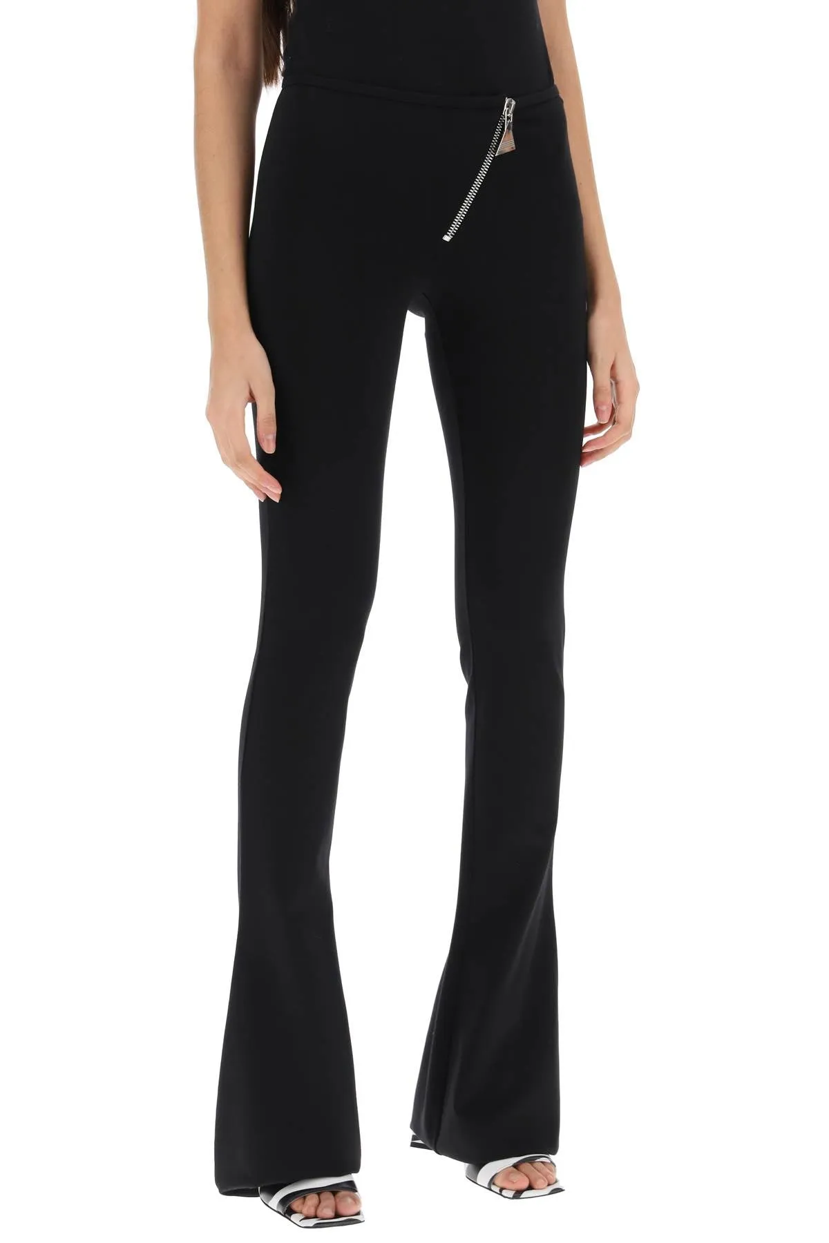 bootcut pants with slanted zipper