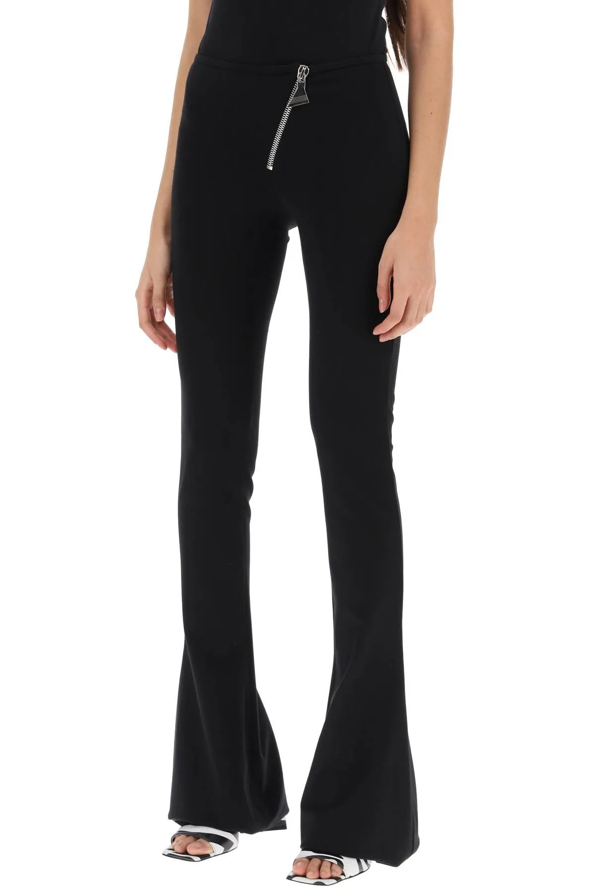 bootcut pants with slanted zipper