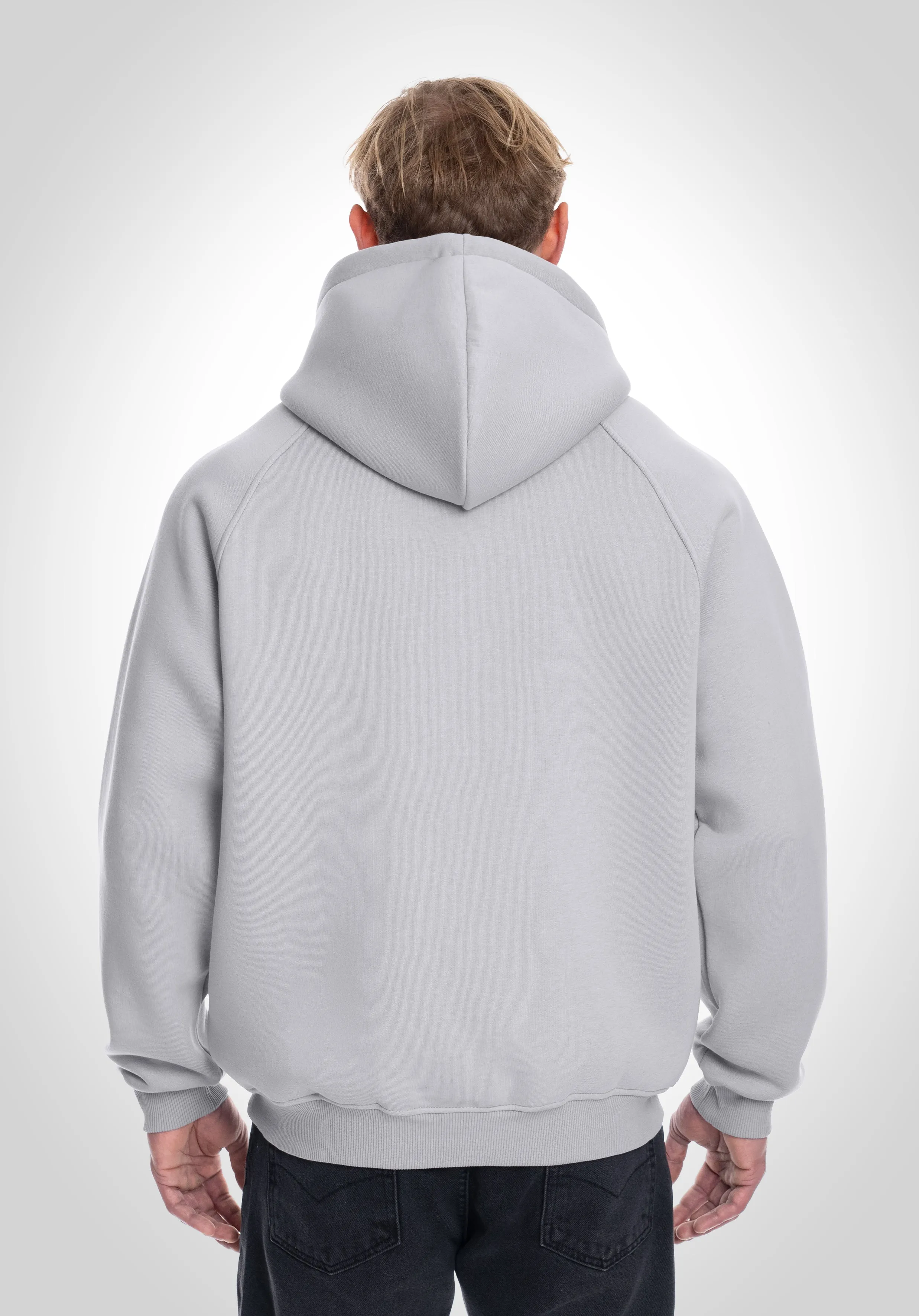 Boxy Raglan Hoodie - Light Grey