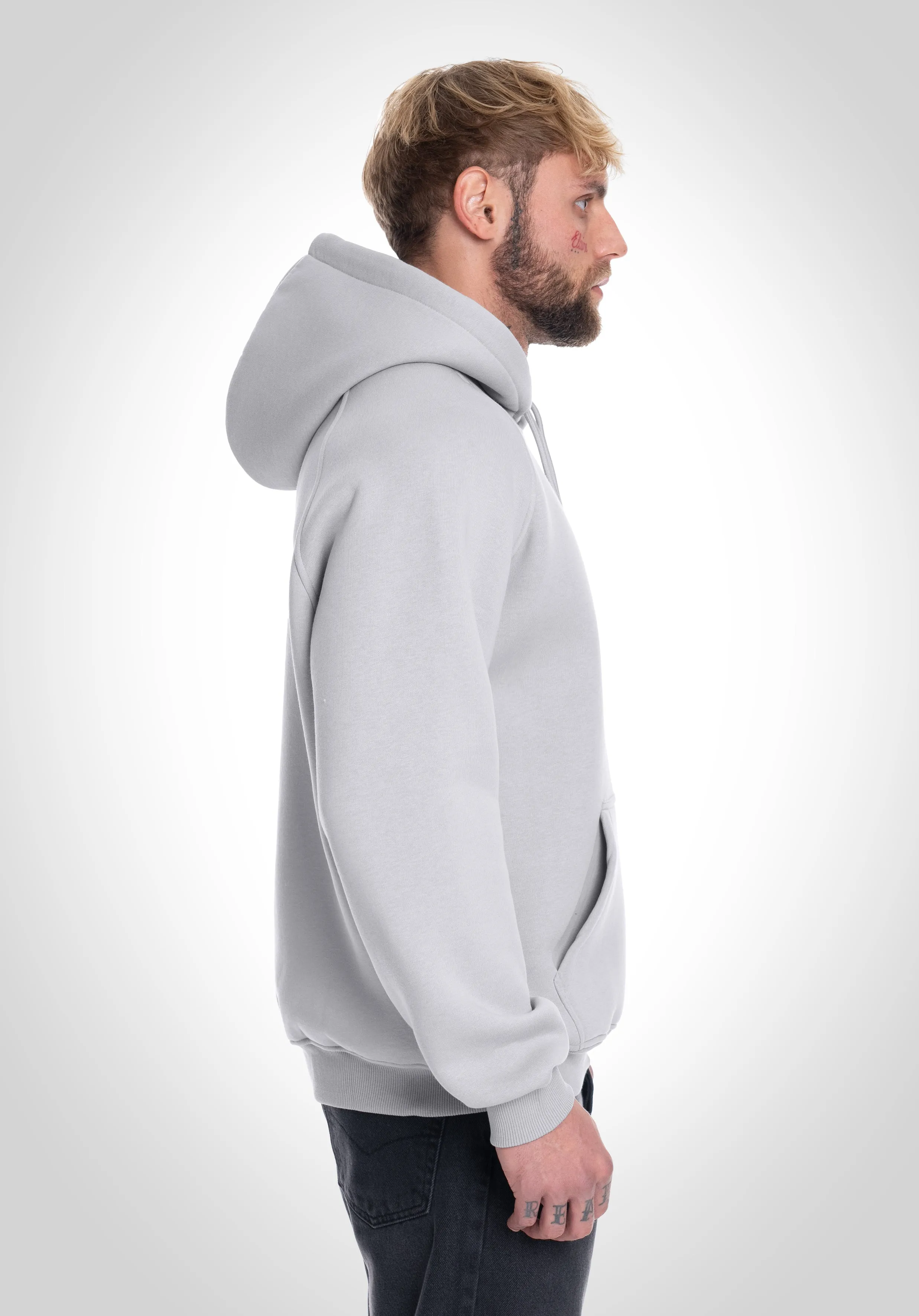 Boxy Raglan Hoodie - Light Grey