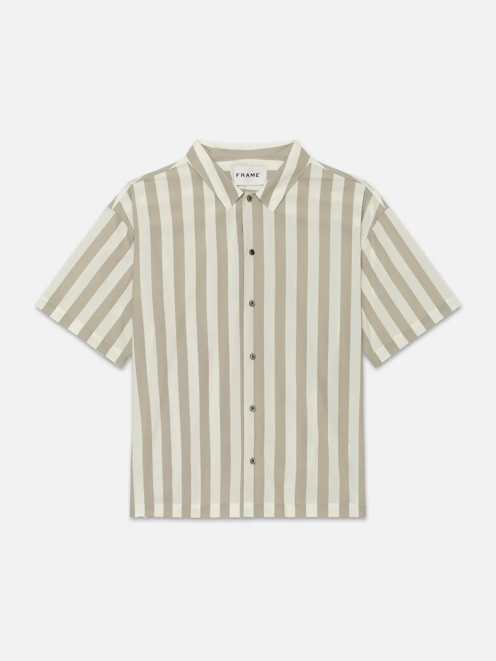 Camp Collar Shirt -- Smoke Beige Stripe