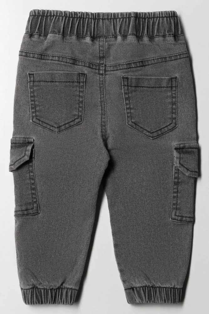 Cargo Jogger Denim Jeans Dark Grey