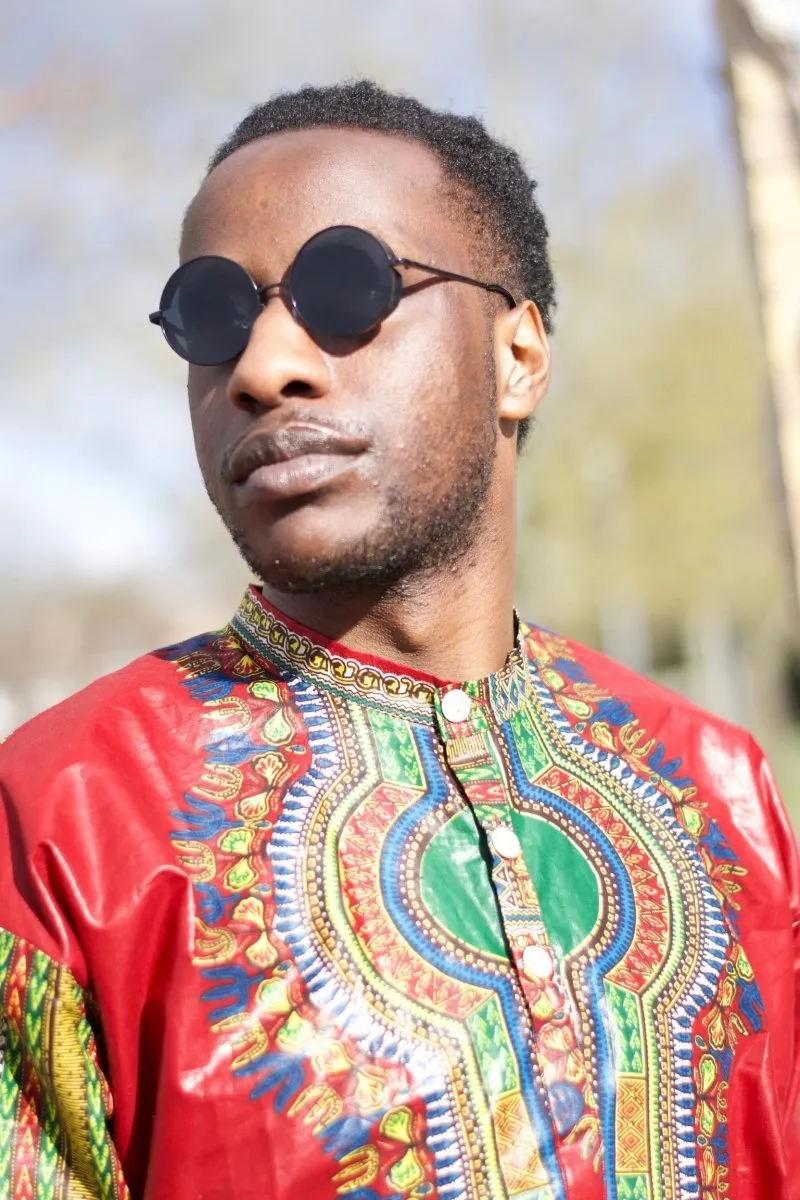 Dashiki Shirt in Red Print - Festival Shirt