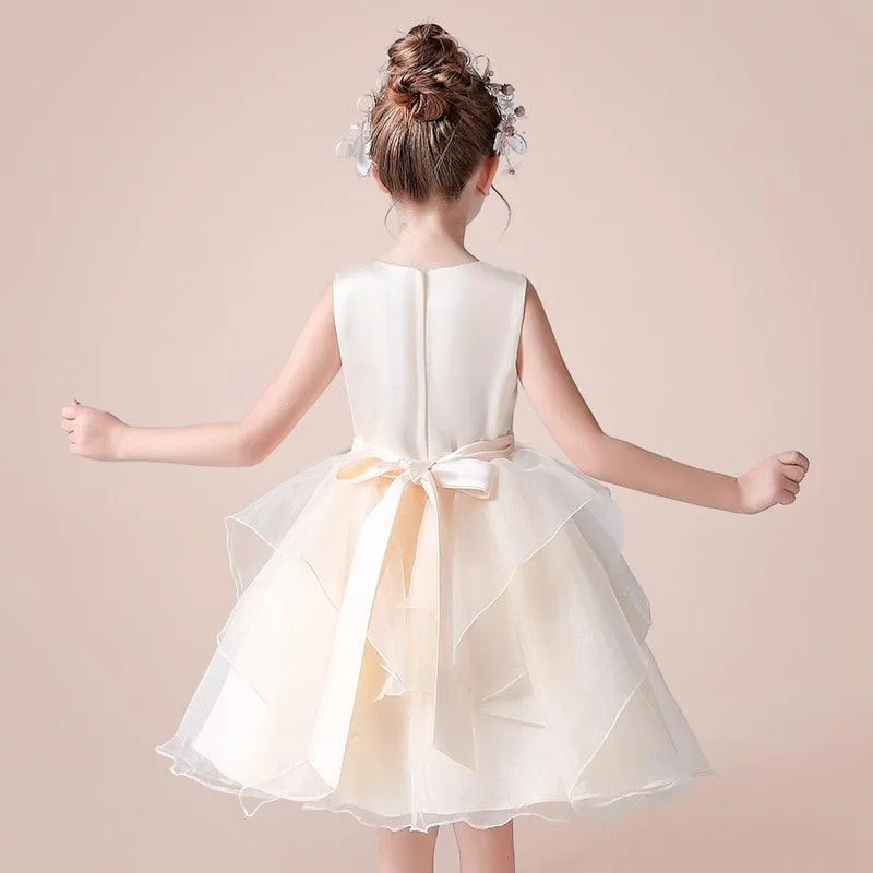 First Communion/ Birthday Dress with Removable Pearls Belt