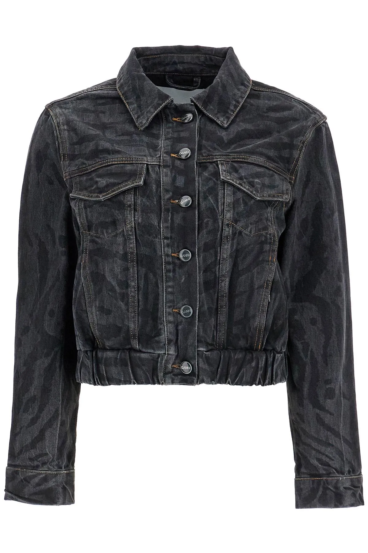 Ganni Cut\N\Nshort Denim Jacket With Laser-Cut