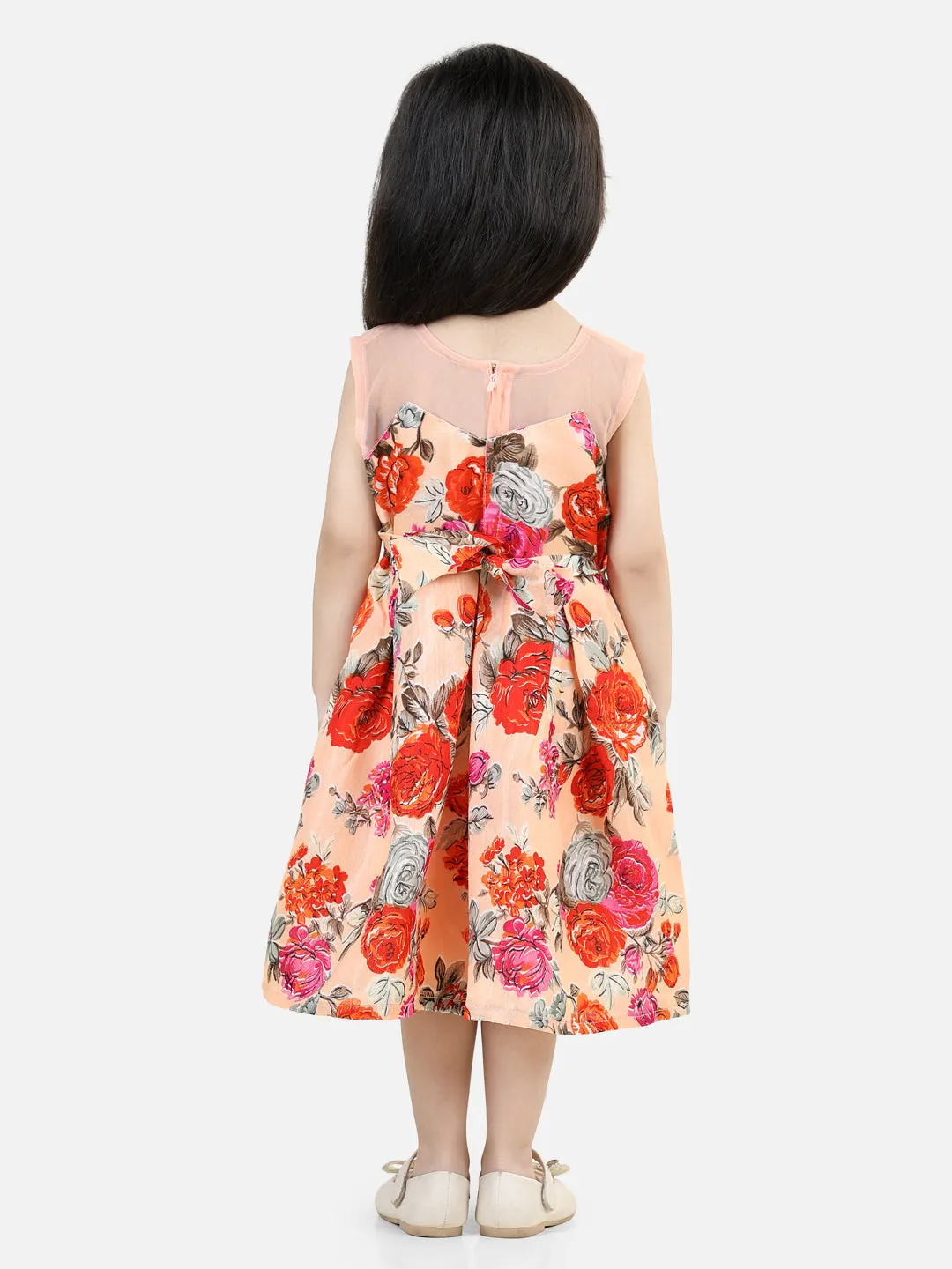 Girl's Silk Orange Dresses - Bownbee