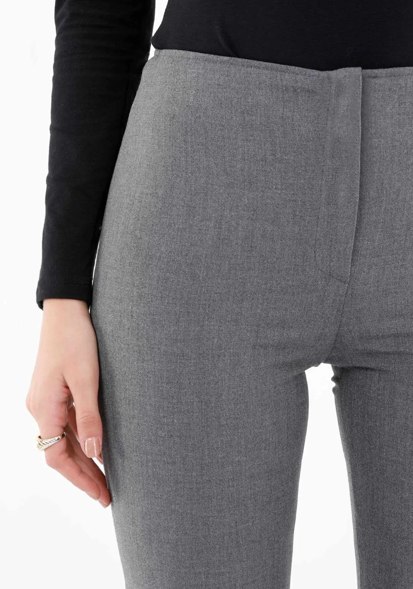 Grey Bootcut Pants - High Waisted Flare Trousers