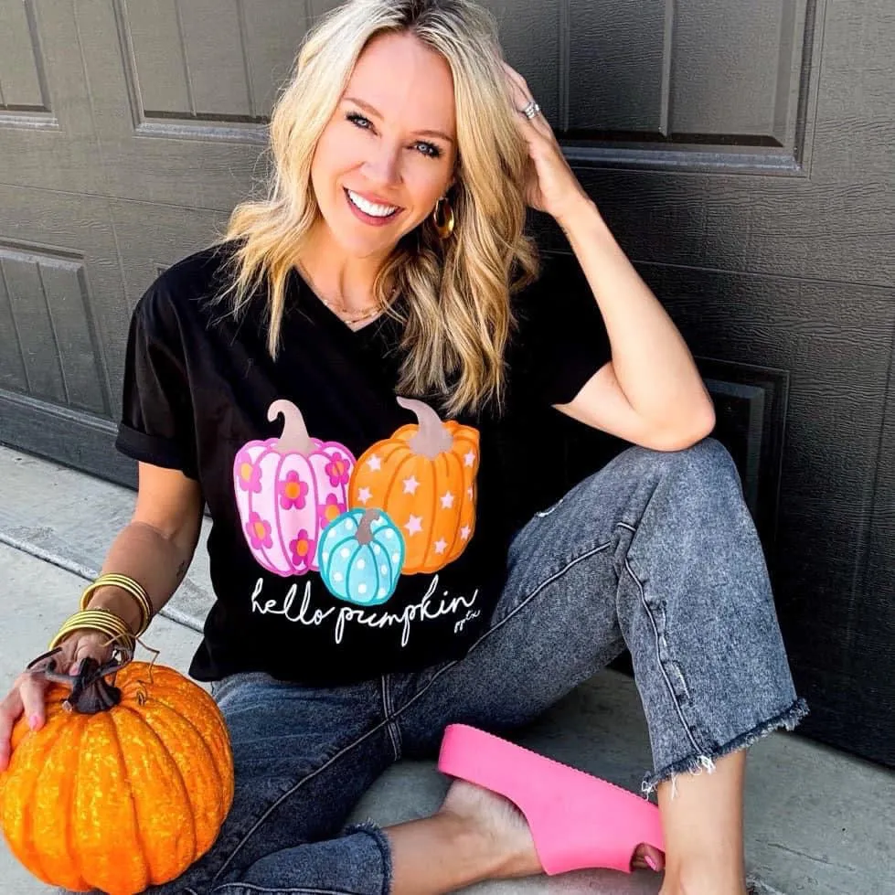 Hello Pumpkin Vintage Black Tee