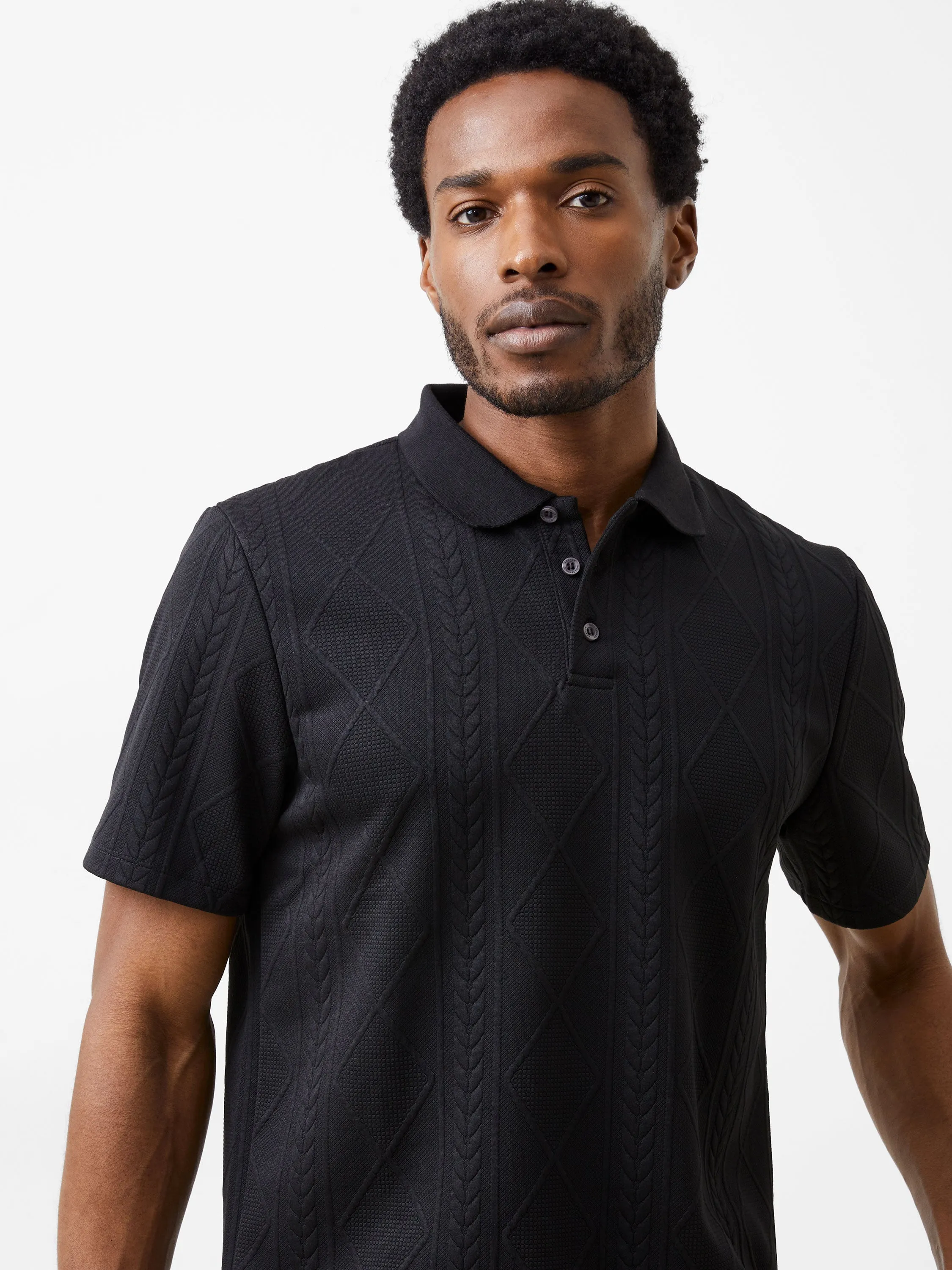 Jacquard Short Sleeve Polo Shirt    