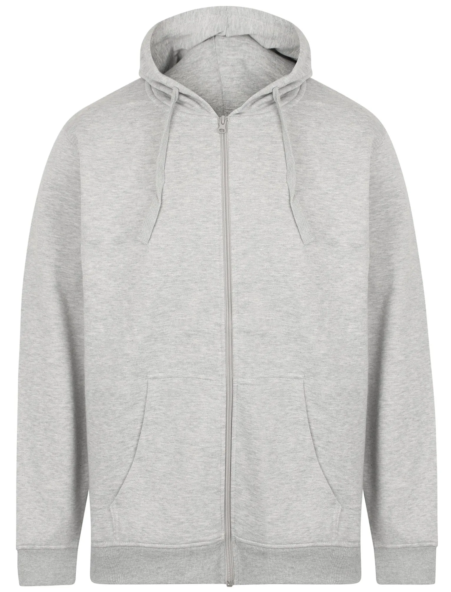 Kesler Brush Back Fleece Basic Zip Through Hoodie In Light Grey Marl