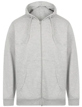 Kesler Brush Back Fleece Basic Zip Through Hoodie In Light Grey Marl