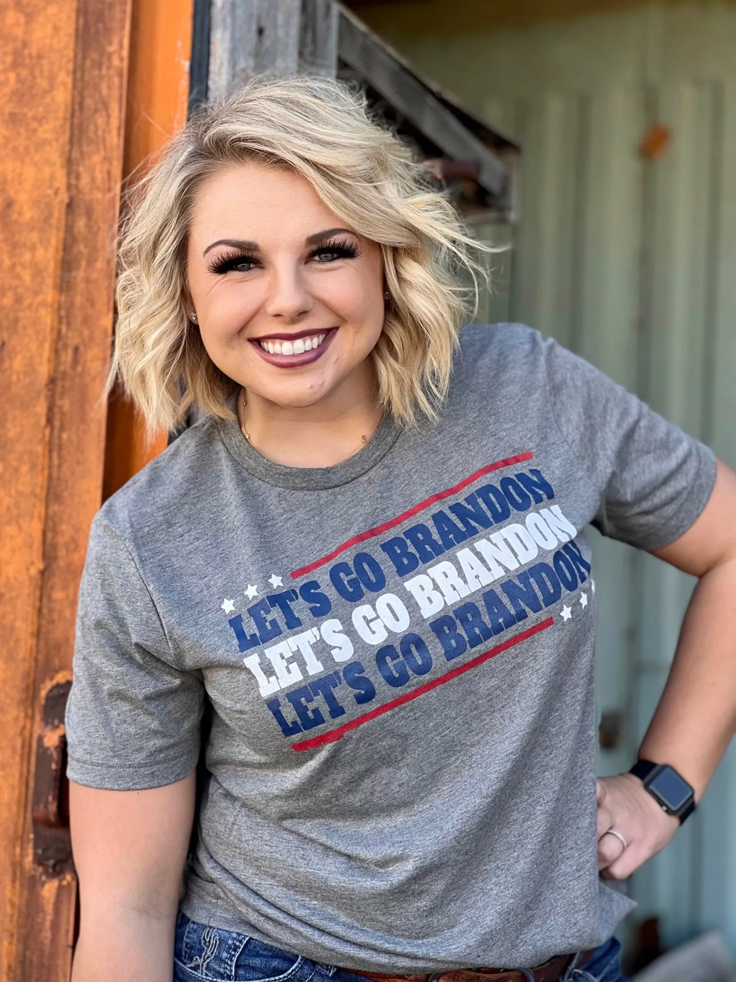 Let's Go Brandon Grey Tee by Texas True Threads