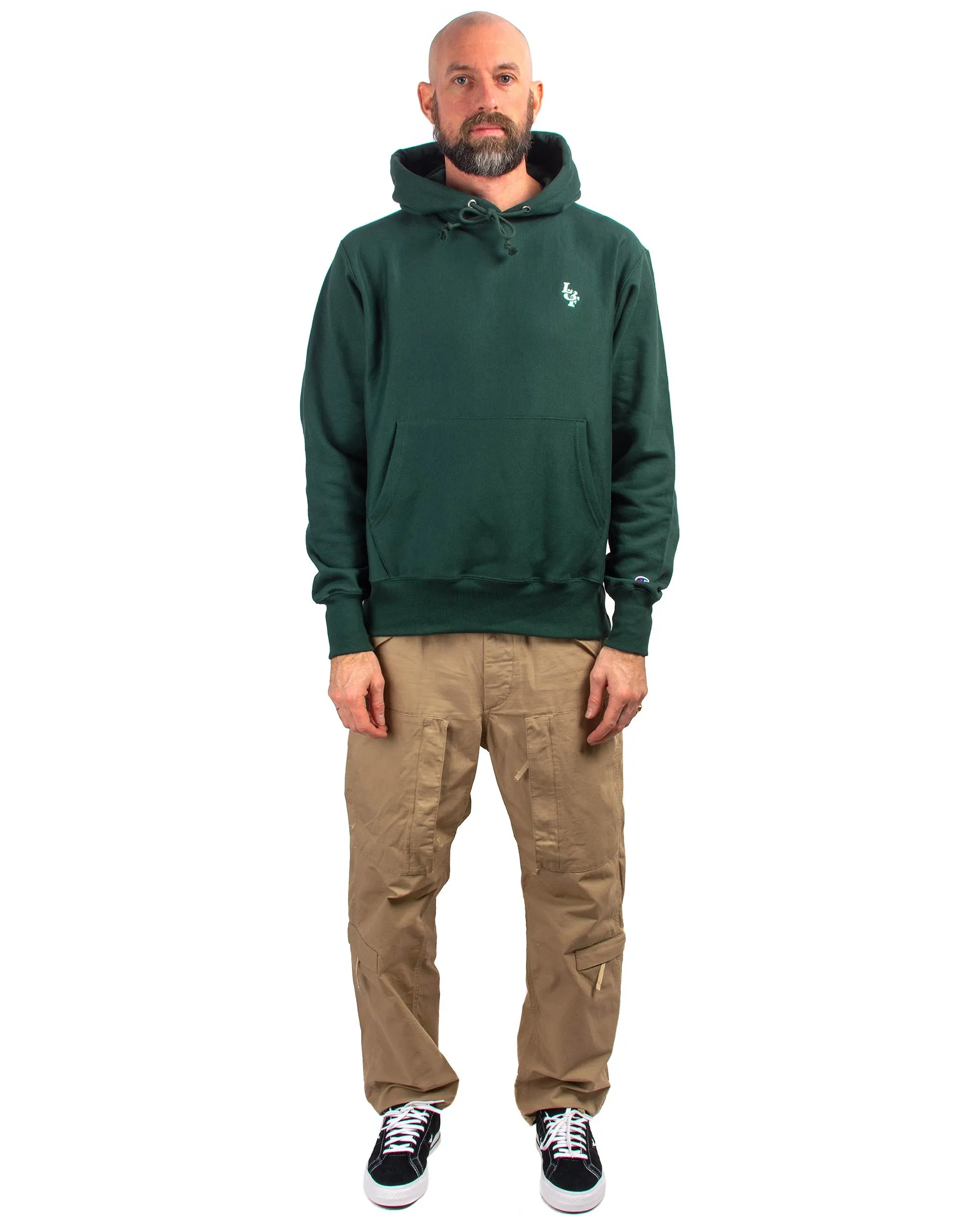 Lost & Found Reverse Weave Hoodie Dark Green