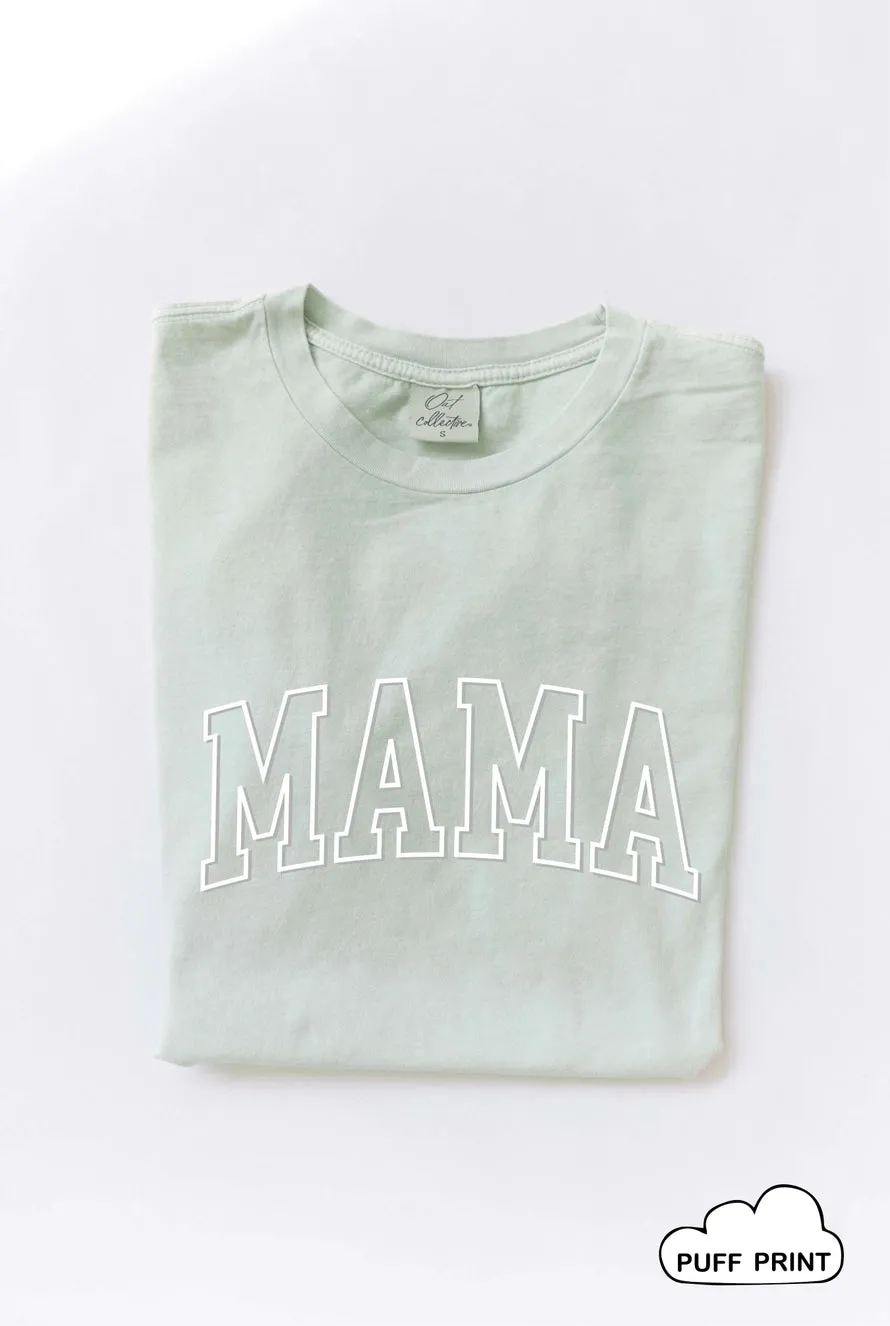 Mama Puff Print Mineral Wash Graphic Tee in Sage