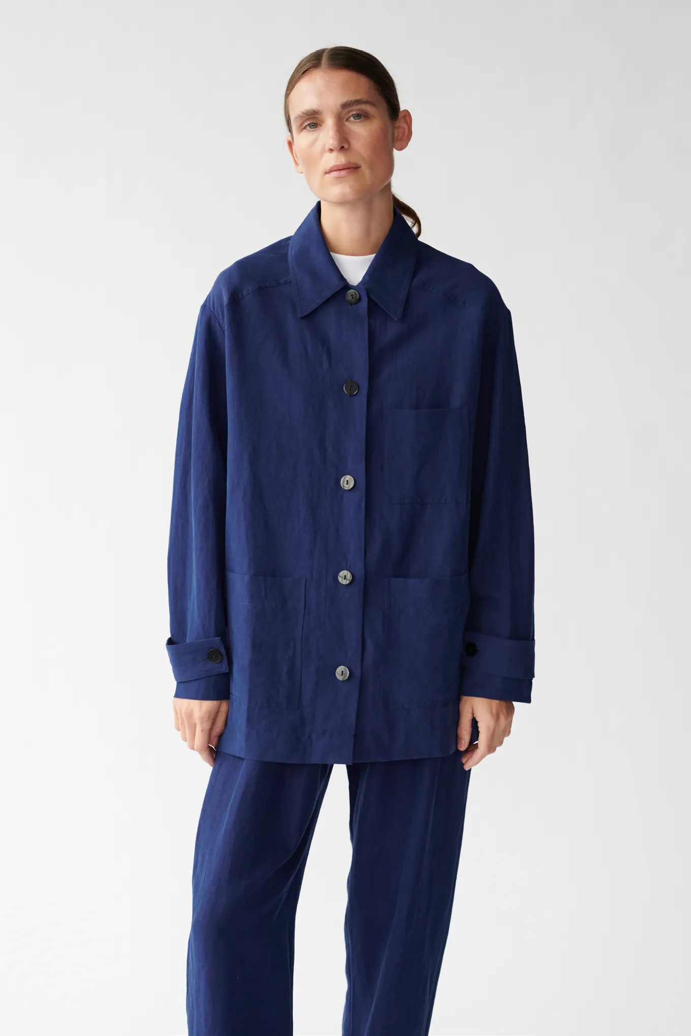 MARA JACKET - MAO BLUE - SILK/LINEN