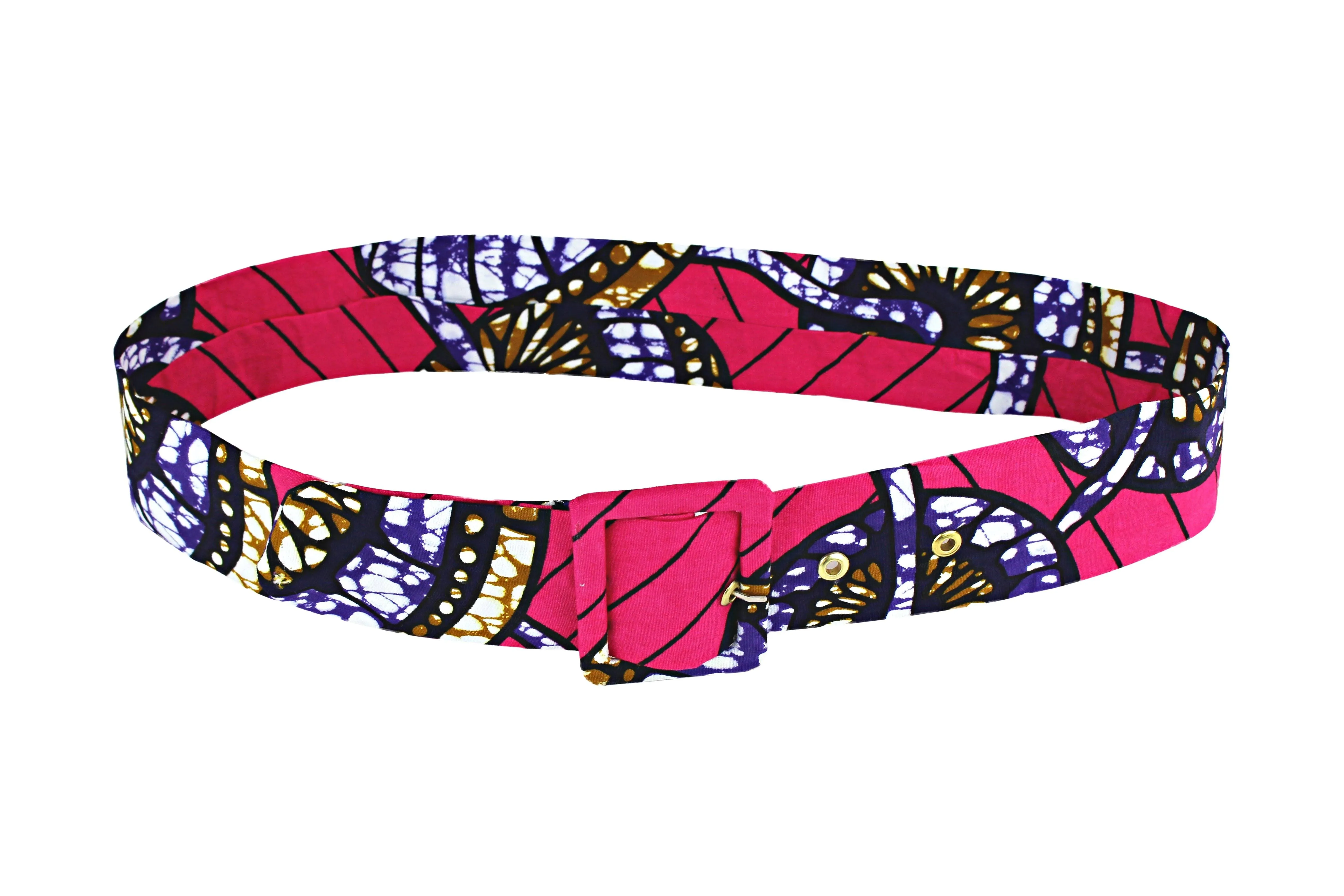 Nala African Print Waist Belt with Buckle (Pink)