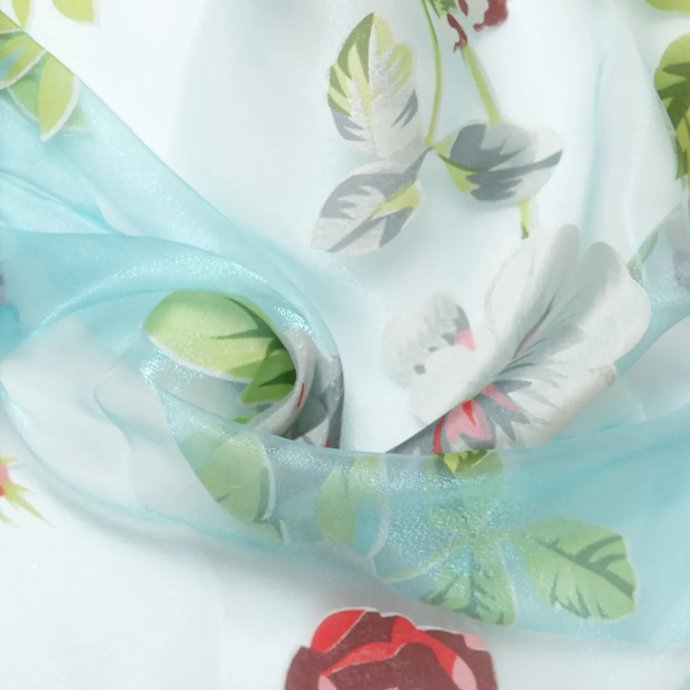 Organza Burnout - Daisy - Aqua