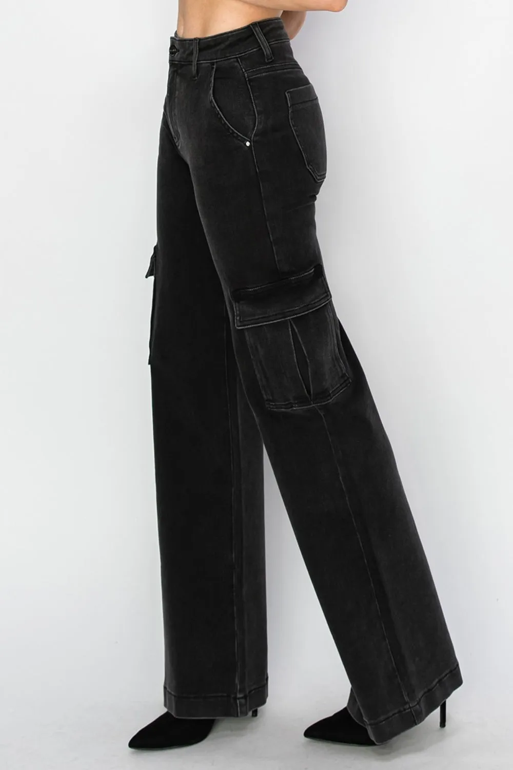 Risen High Rise Wide Leg Cargo Jeans