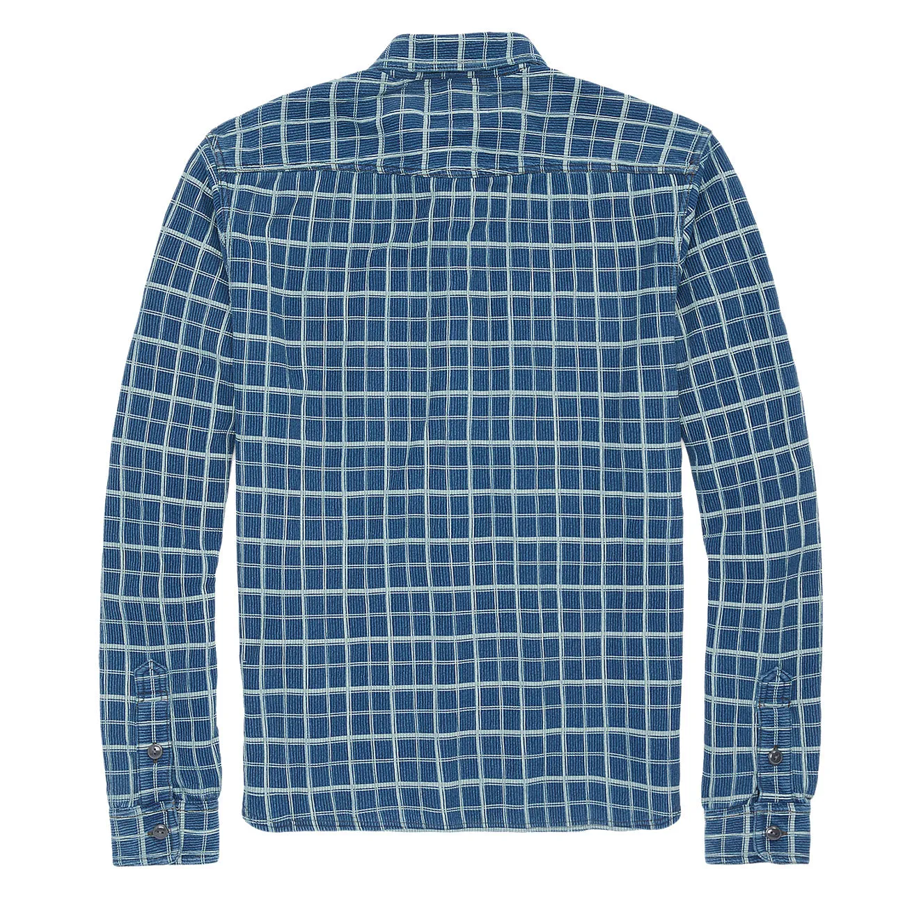 RRL by Ralph Lauren Checked Ribbed Jersey Popover Work Shirt Indigo/Cream