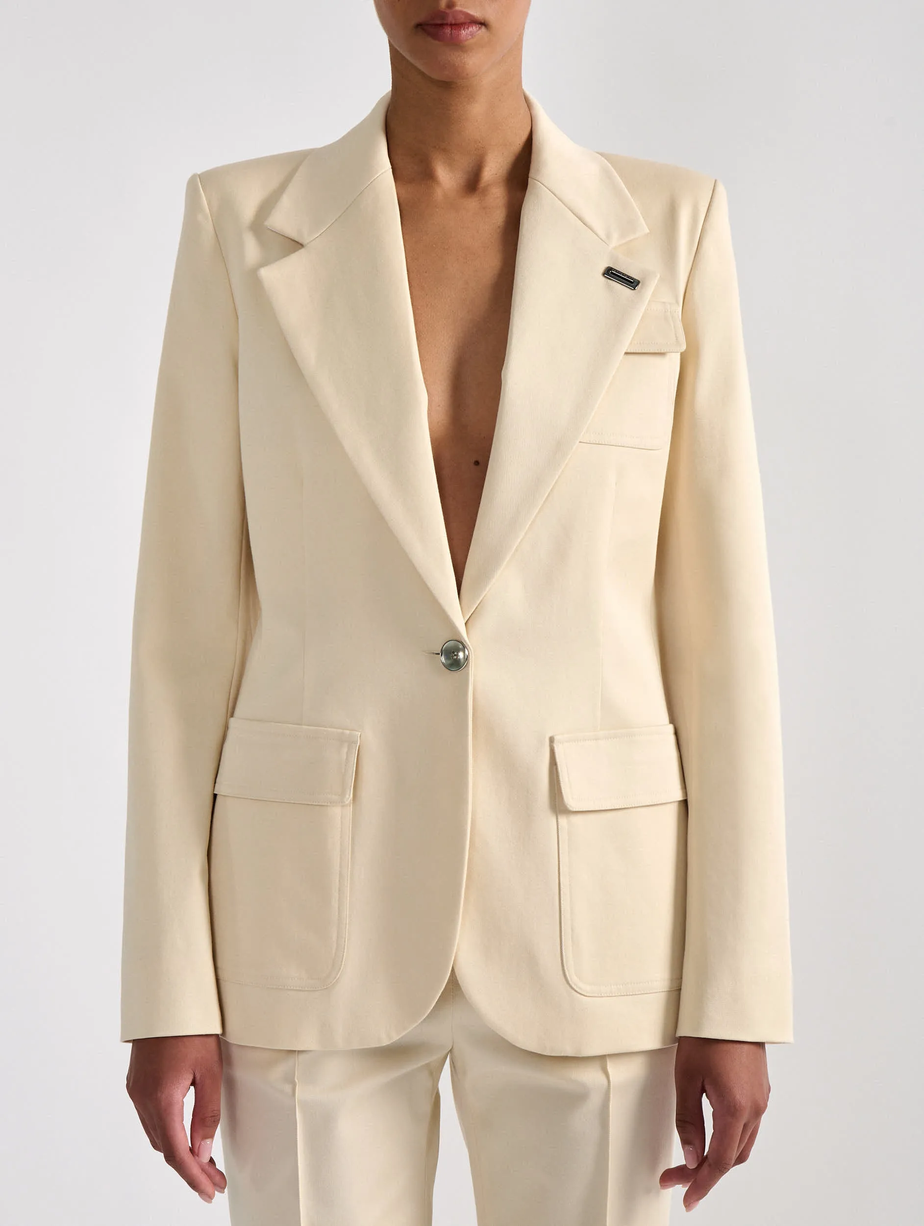 Sand stretch cotton gabardine 3-pocket jacket