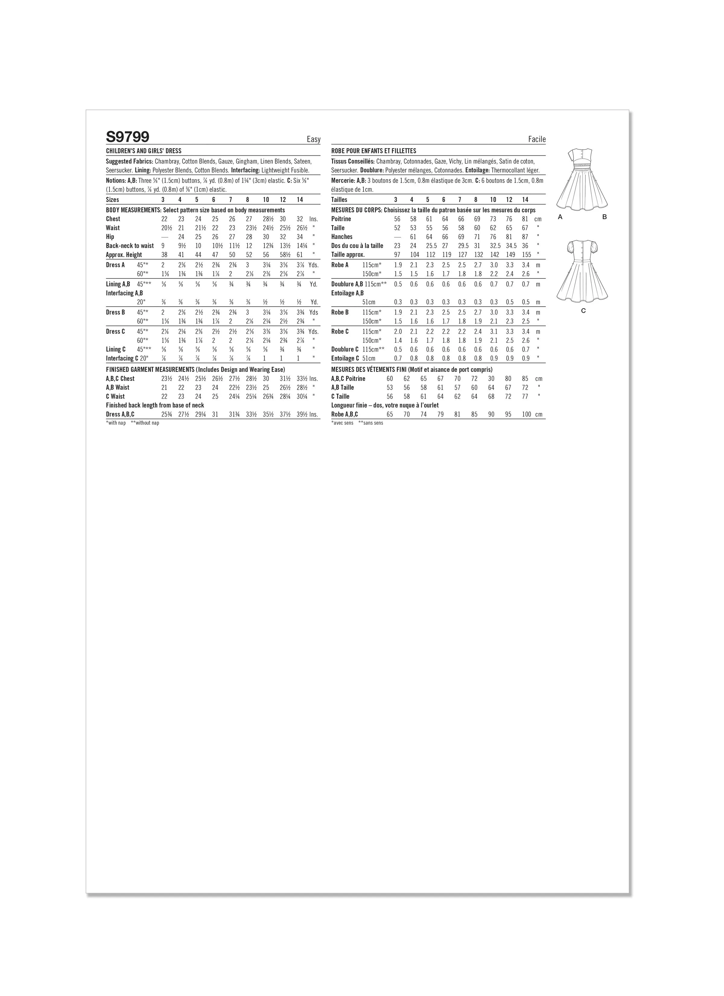 Simplicity Pattern 9799 Child/Girl Dress