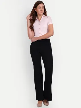 Solid Bootcut Cotton Lycra Trouser Women (Size-XS) (Color-BLACK)