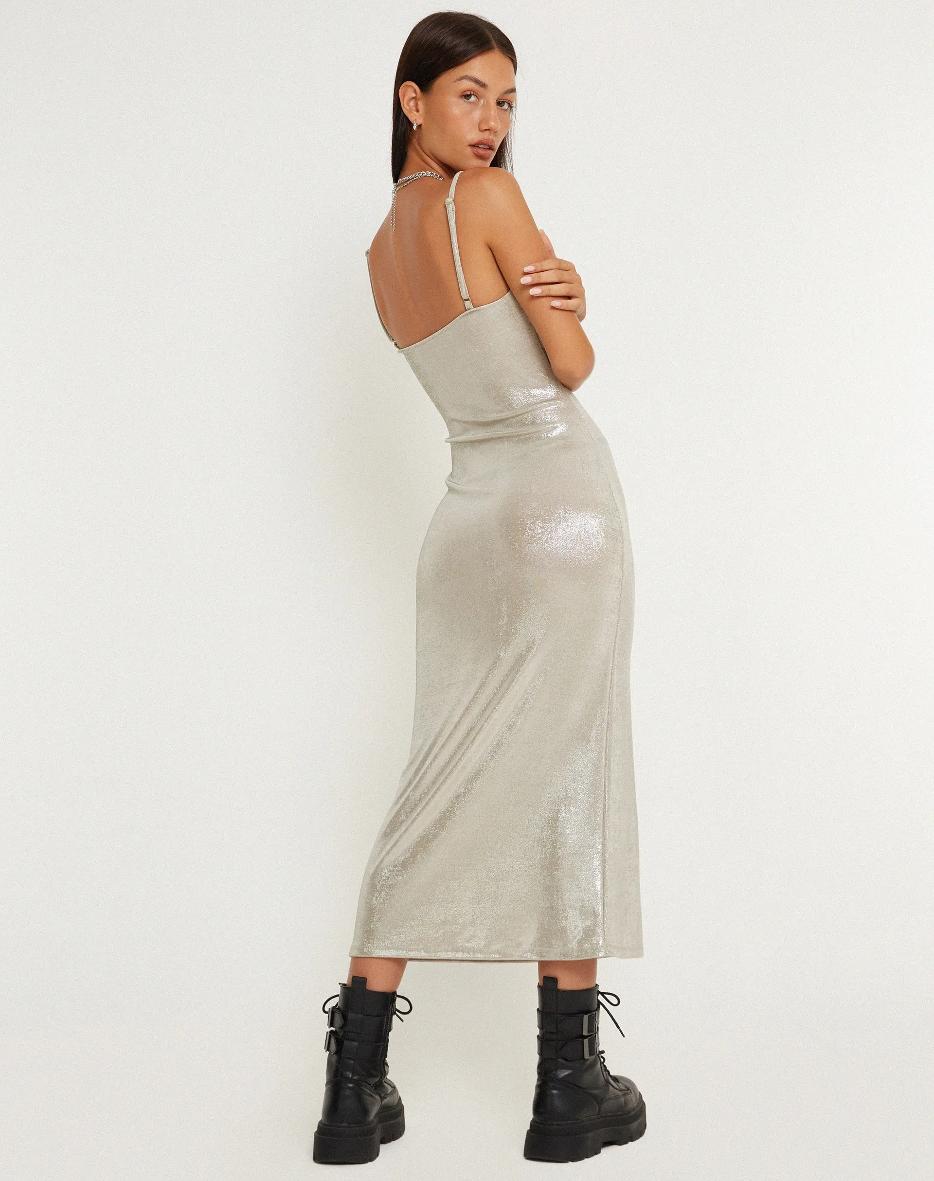 Urban X Motel Lativa Midi Dress in Silver