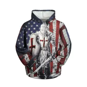 USA FLAG WARRIOR PRINTED HOODIE