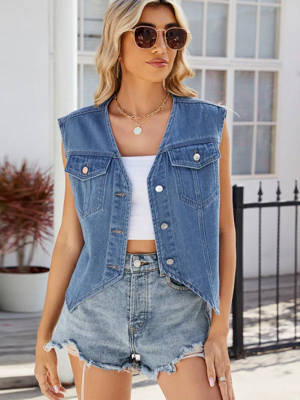 Women's Denim Vest Cardigan Waistcoat