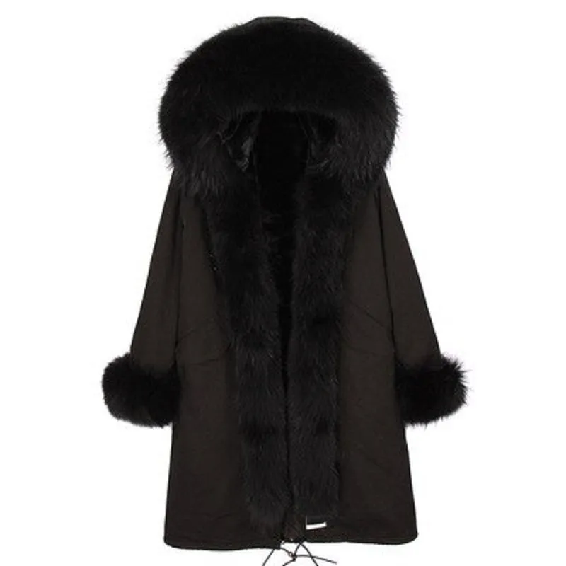 Women's Winter Casual Warm Slim Long Parka With Raccoon Fur