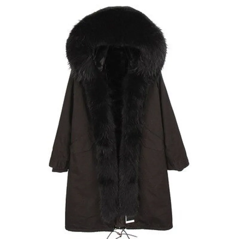 Women's Winter Casual Warm Slim Long Parka With Raccoon Fur