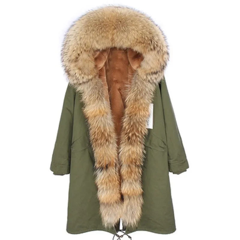 Women's Winter Casual Warm Slim Long Parka With Raccoon Fur